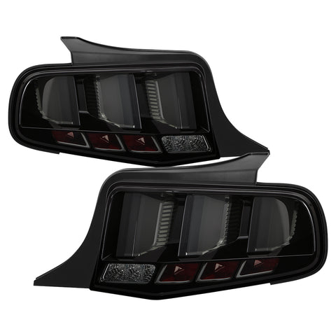 Spyder 2010 - 2012 Ford Mustang Light Bar Seq Turn Signal LED Tail Lights - Smoke ALT-YD-FM10-LED-SM