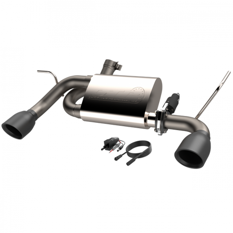 QTP 2007 - 2018 Jeep Wrangler 3.6L/3.8L 304SS Screamer Cut Out Axle Back Exhaust w/4in Black Tips