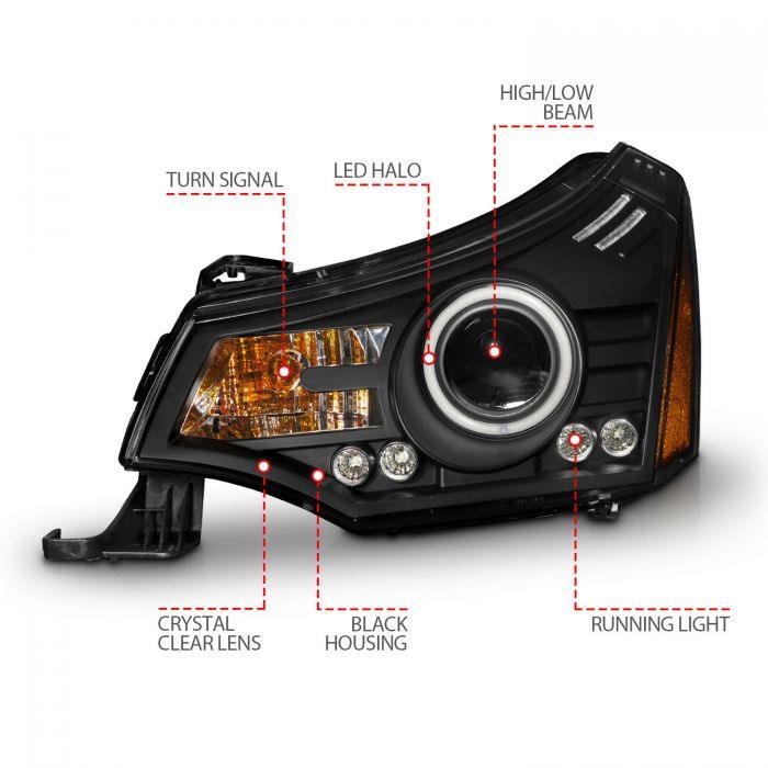 ANZO Projector Headlight Set w/ Halo Black | Ford Focus (08-11) (121272)
