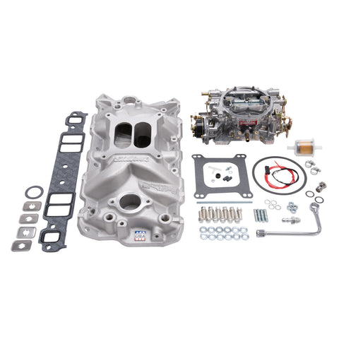 Edelbrock Single-Quad Manifold and carb Kit for 1957-86 Small-Block Chevy