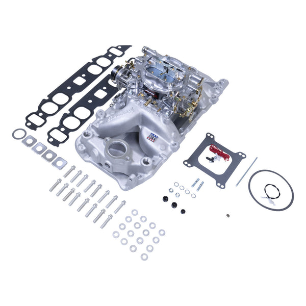 Edelbrock Manifold And Carb Kit Performer RPM Air-Gap Big Block Chevrolet Oval Port Natural Finish