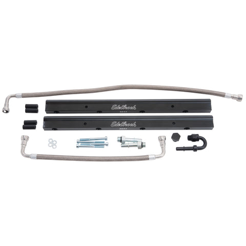 Edelbrock Fuel Injector Rail Kit #3647, -6 AN Black Anodized For Chrysler HEMI 3G