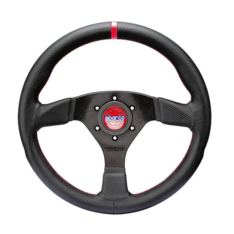 Sparco Steering Wheel R383 Champion Black Leather / Red Stiching