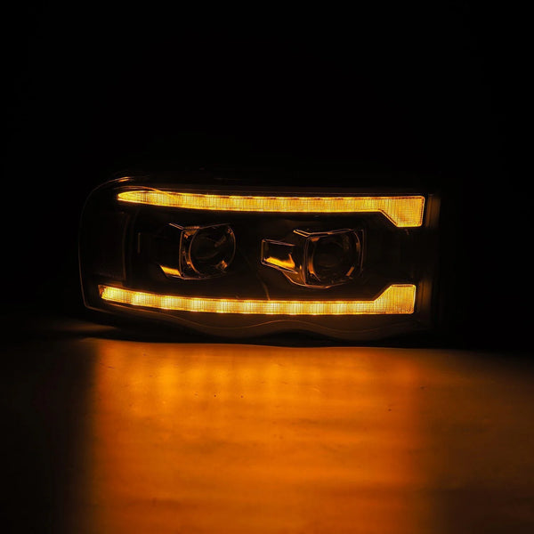 AlphaRex 2002 - 2005  Dodge Ram 1500 / 2003 -2005 Dodge Ram 2500/3500 LUXX LED Proj Headlights Plank Style Black w/Activ Light/Seq Signal