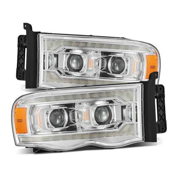 AlphaRex 2002 - 2005 Dodge Ram 1500 / 2003 - 2005  2500/3500 LUXX LED Proj Headlights Plank Style Chrome w/Activ Light/Seq Signal