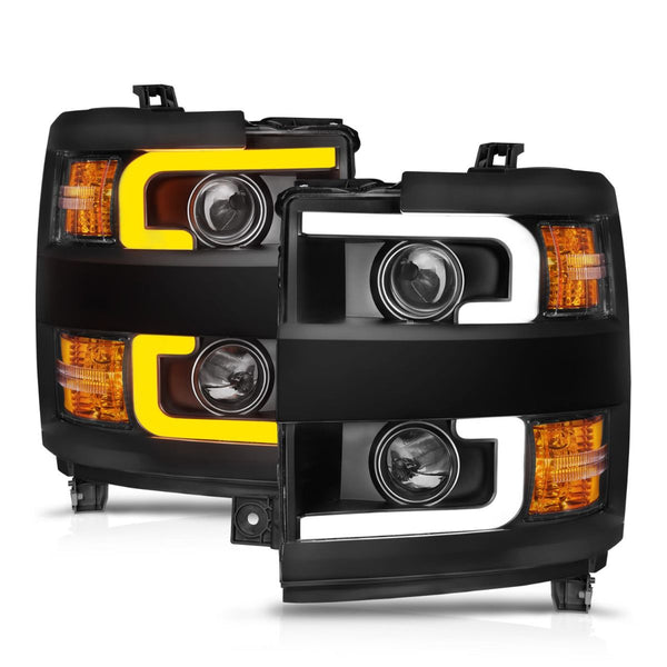 ANZO Projector Headlights 2015 - 2019 Chevrolet Silverado 2500HD / 3500HD Black w/ Black Rim