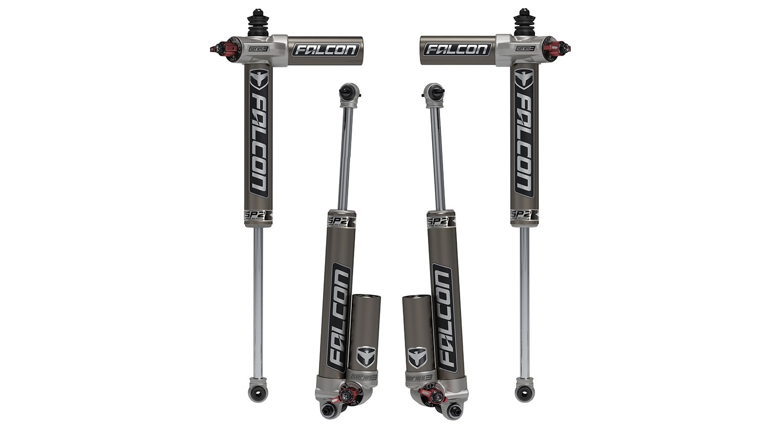 Falcon Shocks - Wrangler JK 4dr: Falcon SP2 3.3 Fast Adjust Piggyback Shock Kit (3–4.5” Lift)