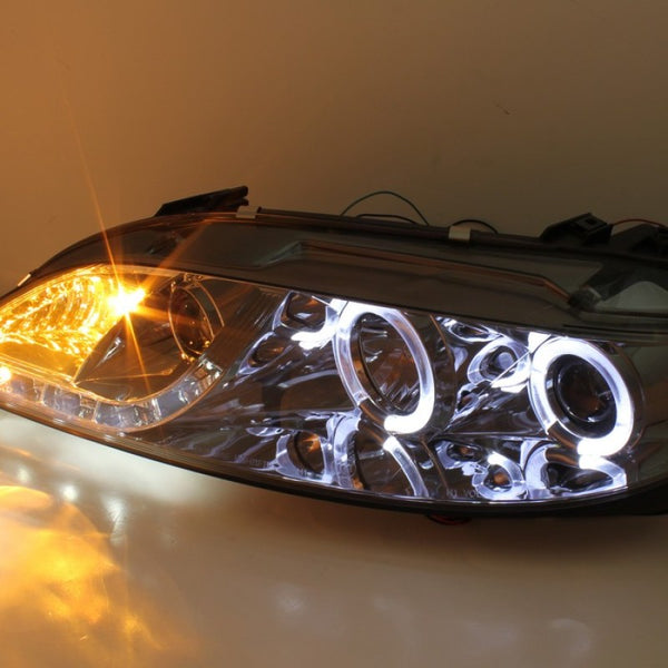 Spyder Mazda 6 2003 - 2005 With Fog Lights Projector Headlights LED Halo DRL Smoke PRO-YD-M603-FOG-DRL-SM