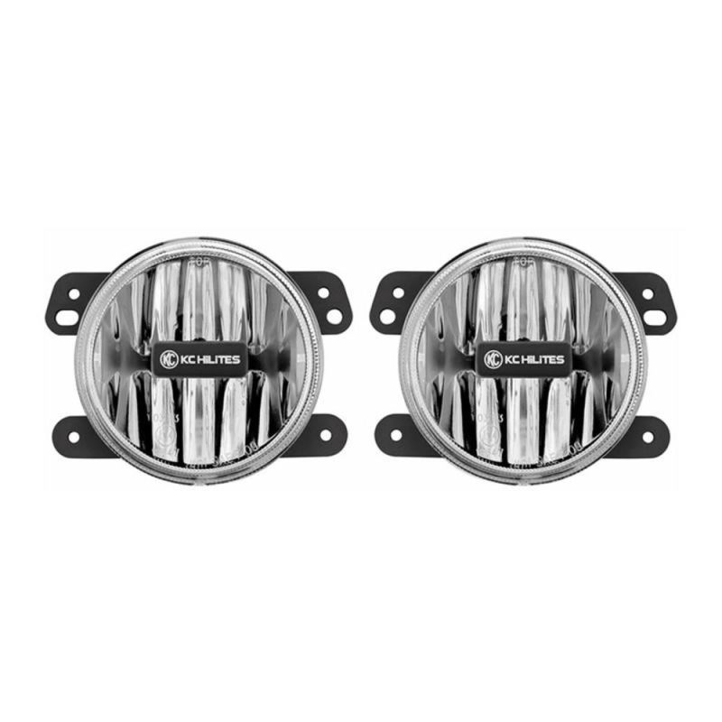 KC HiLiTES 2010 - 2018 Jeep JK 4in. Gravity G4 LED Light 10w SAE/ECE Clear Fog Beam (Pair Pack System)
