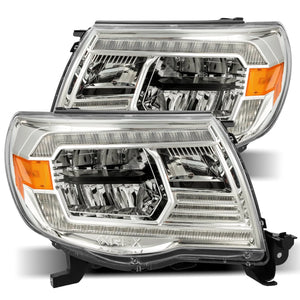 AlphaRex 2005 - 2011 Toyota Tacoma LUXX Crystal Headlights Plank Style Chrome w/Activation Light/DRL