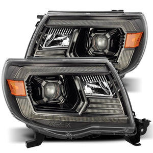 AlphaRex 2005 - 2011 Toyota Tacoma LUXX LED Projector Headlights Plank Style Alpha Black w/Activ Light/DRL