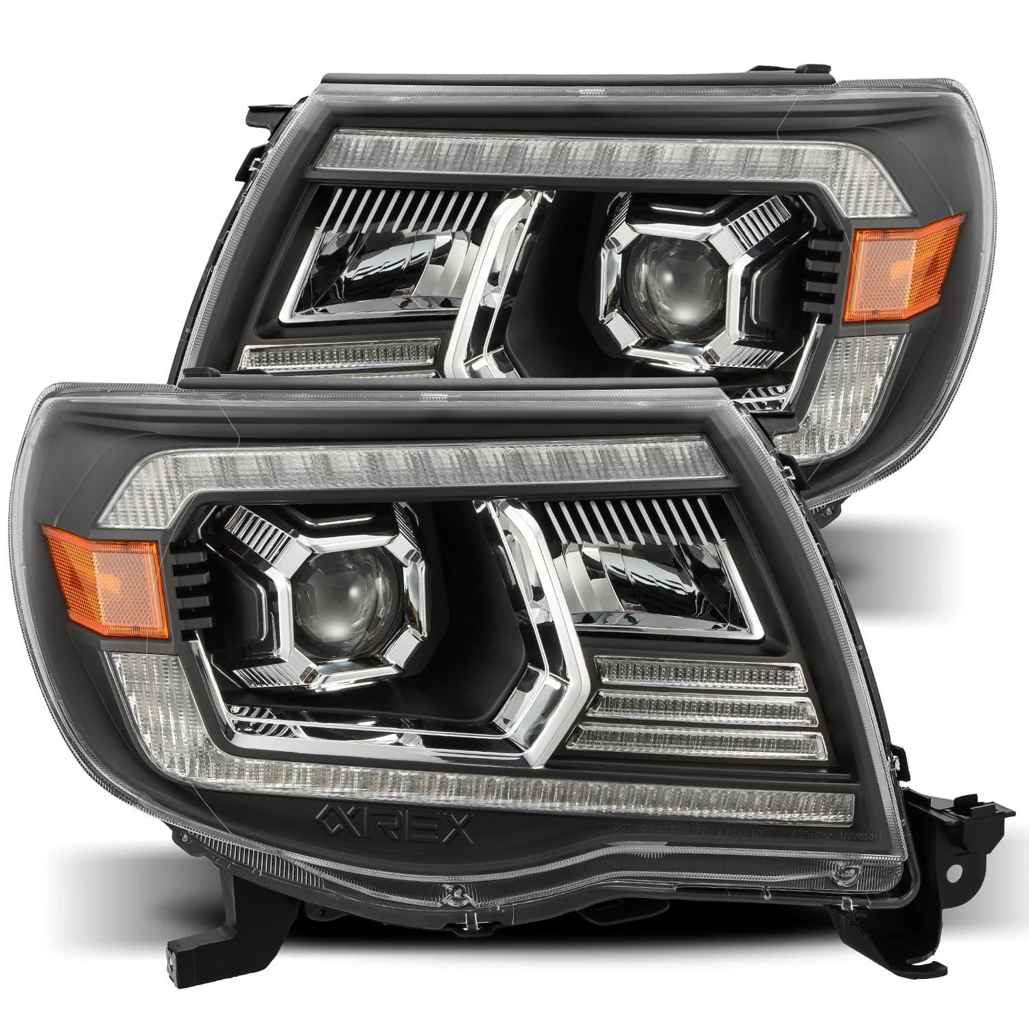 AlphaRex 2005 - 2011 Toyota Tacoma LUXX LED Projector Headlights Plank Style Black w/Activ Light and DRL