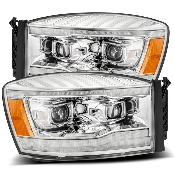 AlphaRex 2006 - 2008 Dodge Ram 1500  LUXX LED Projector Headlights Plank Style Chrome w/Seq Signal/DRL