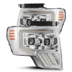 AlphaRex 2009 - 2014 Ford F-150 LUXX LED Proj Headlights Plank Style Chrome w/Activ Light/Seq Signal/DRL