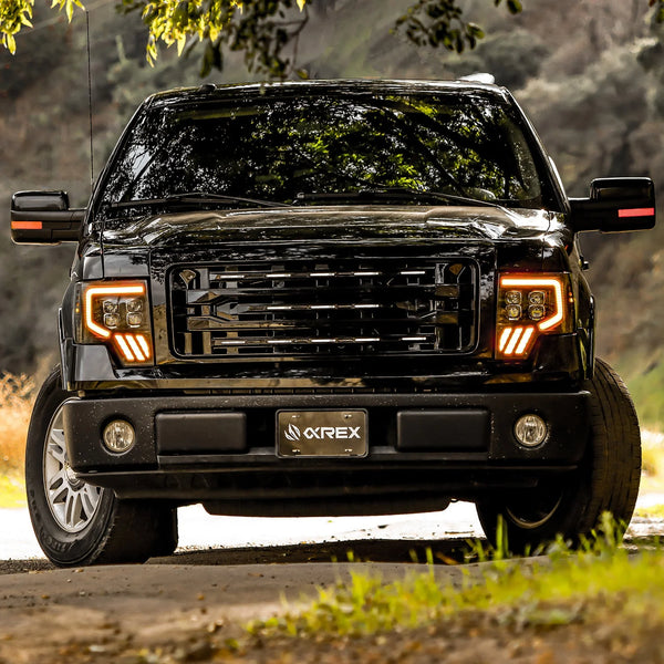 AlphaRex 2009 - 2014 Ford F150 NOVA-Series LED Projector. Headlights Alpha Blk w/Activ Light & SeqSig /SB DBL