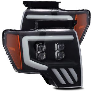 AlphaRex 2009 - 2014 Ford F-150 NOVA LED Projector Headlights Plank Style Matte Black w/Activ Light/Seq Signal