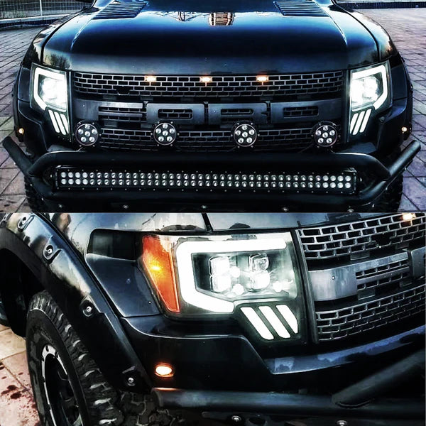 AlphaRex 2009 - 2014 Ford F-150 NOVA LED Projector Headlights Plank Style Matte Black w/Activ Light/Seq Signal