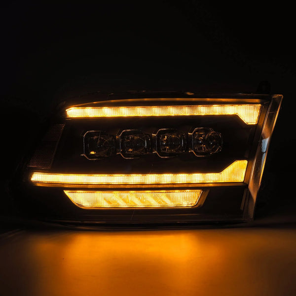 AlphaRex 2009 - 2018 Dodge Ram 2500 NOVA LED Proj Headlights Plank Style Design Black w/ Activation Light