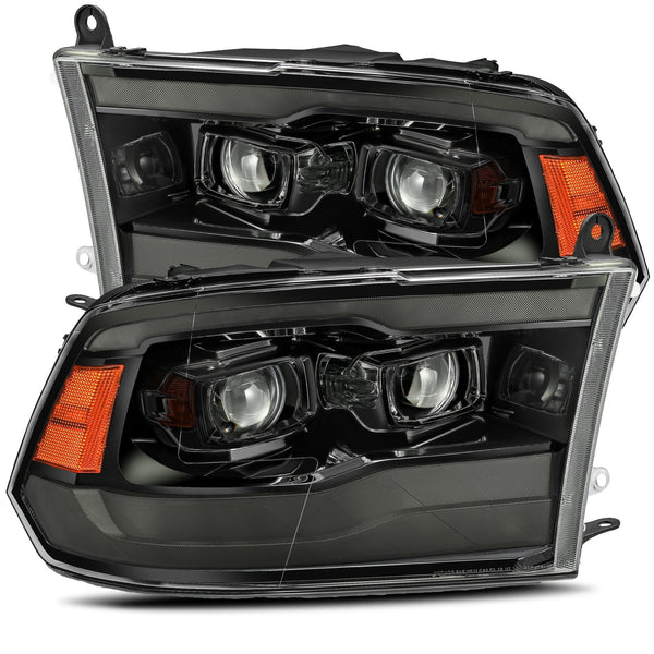 AlphaRex 2009 - 2018 Dodge Ram 1500 / 2010 - 2018 Ram 2500 / 3500 PRO-Series Projector Headlights Plank Style Alpha Blk w/Seq Signal/DRL