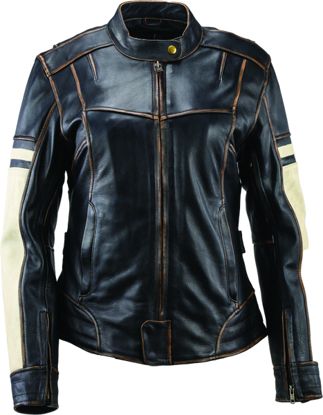 River Road Dame Vintage Leather Jacket Black Womens