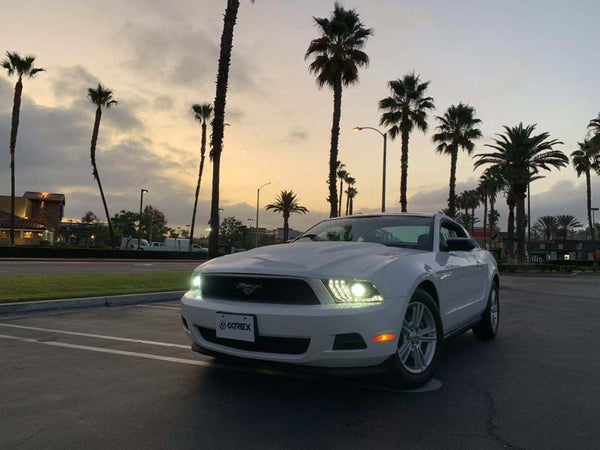 AlphaRex 2010 - 2012 Ford Mustang LUXX LED Projector Headlights Plank Style Chrome w/Activ Light/Seq Signal
