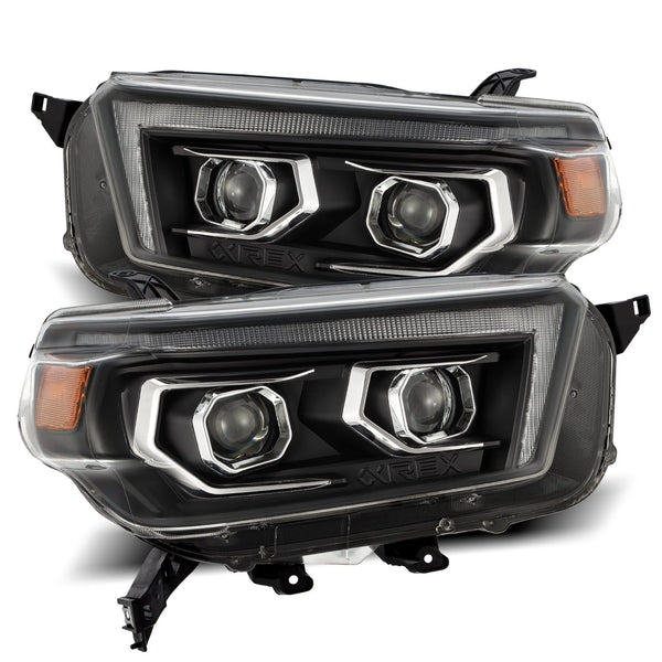 AlphaRex 2010 - 2013 Toyota 4Runner PRO-Series Projector Headlights Plank Style Black w/Seq Signal/DRL