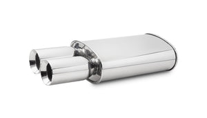 Vibrant StreetPower Oval Muffler w/ Dual 3.5in Round Tips Straight Cut Beveled Edge 2.5in inlet I.D.