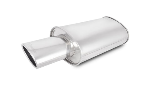 Vibrant StreetPower Oval Muffler with 4.5in x 3in Oval Tip Angle Cut Rolled Edge - 2.5in inlet I.D.