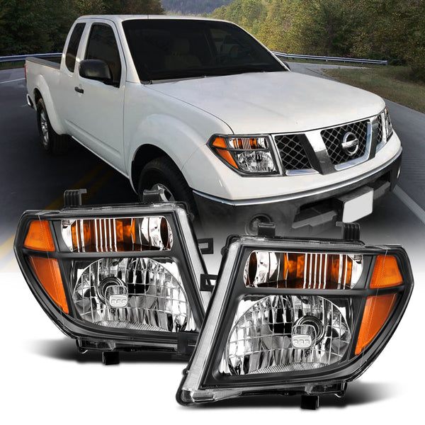 ANZO 2005 - 2007 Nissan Pathfinder / 2005 - 2008 Frontier  Crystal Headlight Black Amber