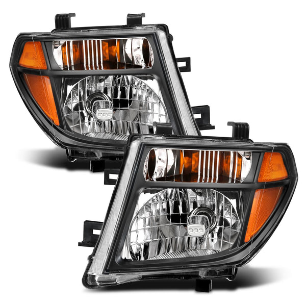ANZO 2005 - 2007 Nissan Pathfinder / 2005 - 2008 Frontier  Crystal Headlight Black Amber