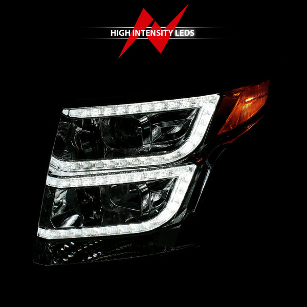 ANZO 2015-2020 Chevy Tahoe / Suburban Projector Headlights Plank Style Chrome w/DRL
