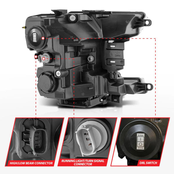 ANZO 2018 - 2020 Ford F-150 (w/Factory Halogen) Z-Series Full LED Projection Headlights Init/SeqSig - Pair