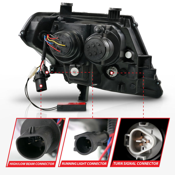 ANZO 2009 - 2021 Nissan Frontier Black Projector Plank Style DRL w/ Switchback & Sequential LED DRL