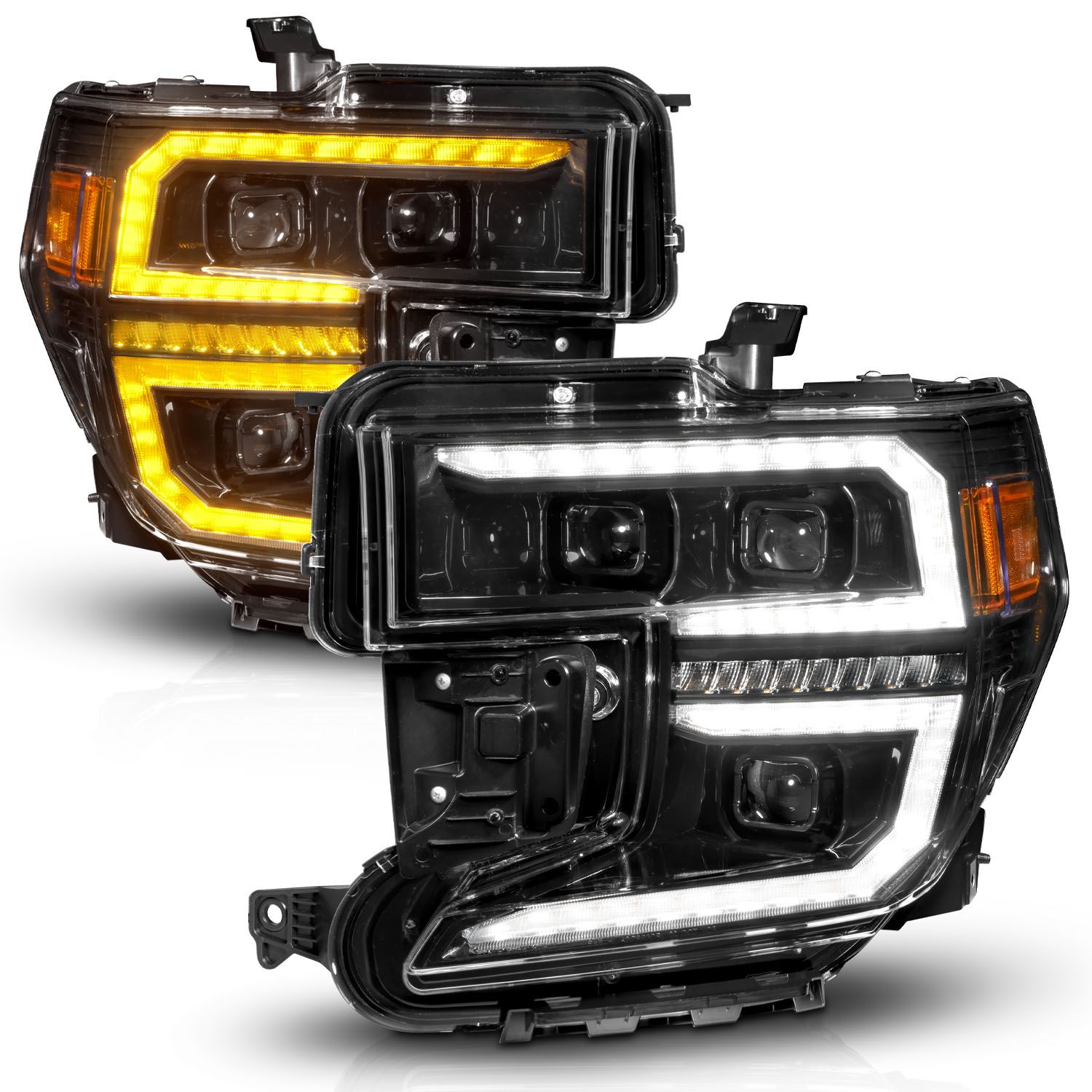 Anzo 2019- 2021 GMC Sierra 1500 LED Projector Headlight w/Switchback+Sequential - Black