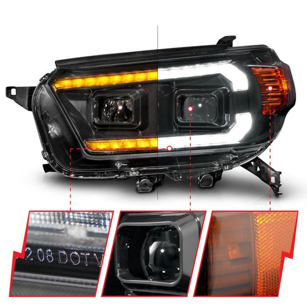 ANZO 2010 - 2013 Toyota 4Runner Projector Headlights - Black