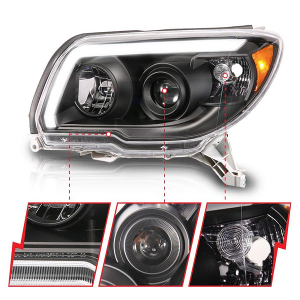 ANZO 2006 - 2009 Toyota 4 Runner Projector Headlights Plank Style - Black