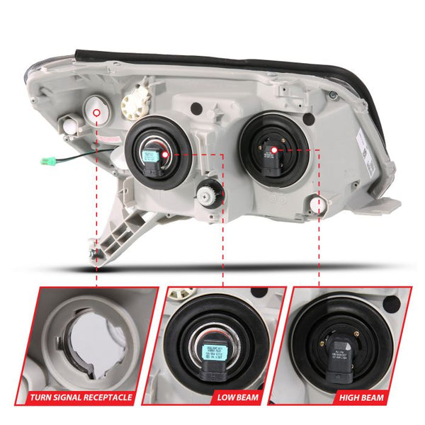 ANZO 2006 - 2009 Toyota 4 Runner Projector Headlights Plank Style - Black