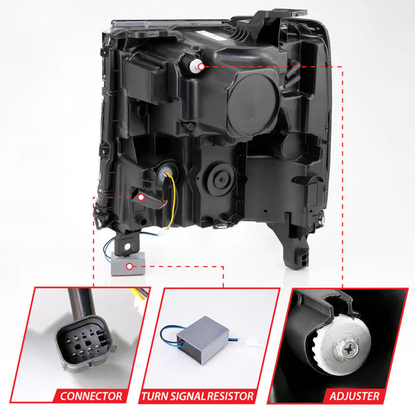 ANZO 2016 - 2018 Chevy Silverado 1500 (Factory HID Models ONLY) Full LED Proj Headlights Black - Pair