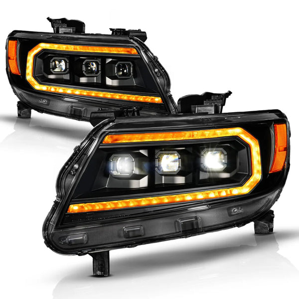 ANZO 2015 - 2022 Chevy Colorado Full LED Headlights w/ Initiation (Amber DRL) - Black
