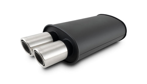 Vibrant Streetpower Flat Black Muffler 9x5x15in Body 2.5in Inlet ID 3in Tip OD w/Dual Angle Tips