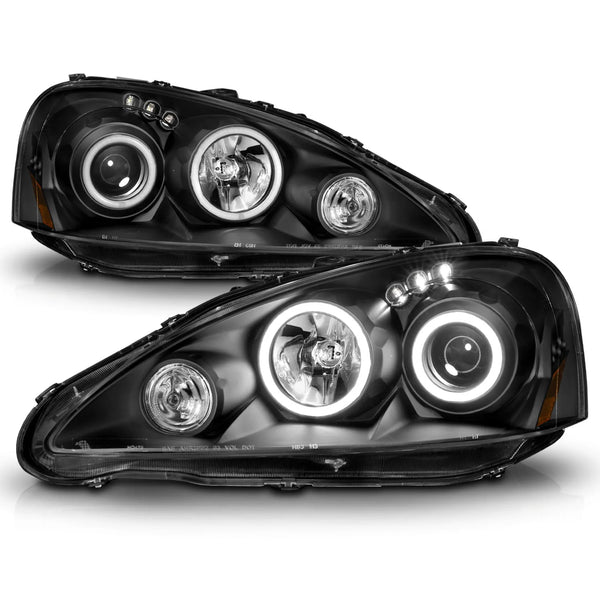 ANZO 2005-2006 Acura Rsx Projector Headlights w/ Halo Black
