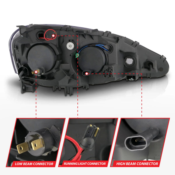 ANZO 2005-2006 Acura Rsx Projector Headlights w/ Halo Black