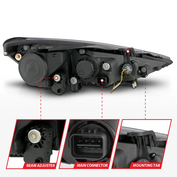 ANZO 2013-2016 Hyundai Genesis Projector Headlights w/ Plank Style Design Black (HID Compatible)