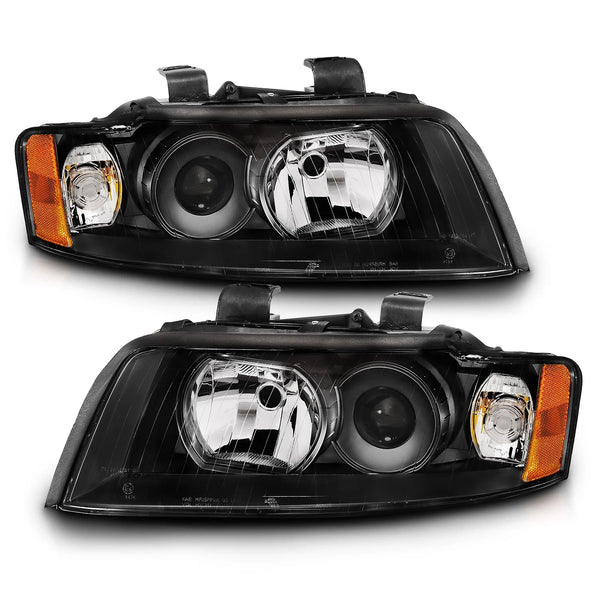 ANZO 2002-2005 Audi A4 / 2004 - 2005 S4 Projector Headlight Black G2 (Halogen Type)