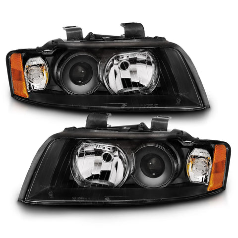 ANZO 2002-2005 Audi A4 / 2004 - 2005 S4 Projector Headlight Black G2 (Halogen Type)