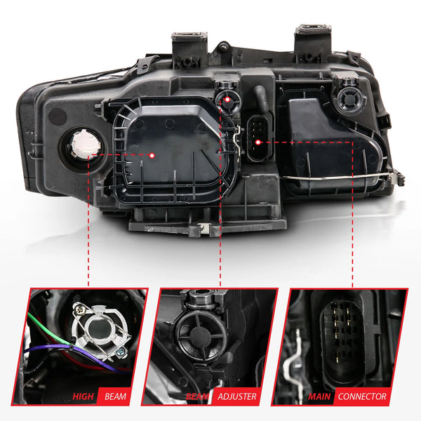 ANZO 2002-2005 Audi A4 / 2004 - 2005 S4 Projector Headlight Black G2 (Halogen Type)