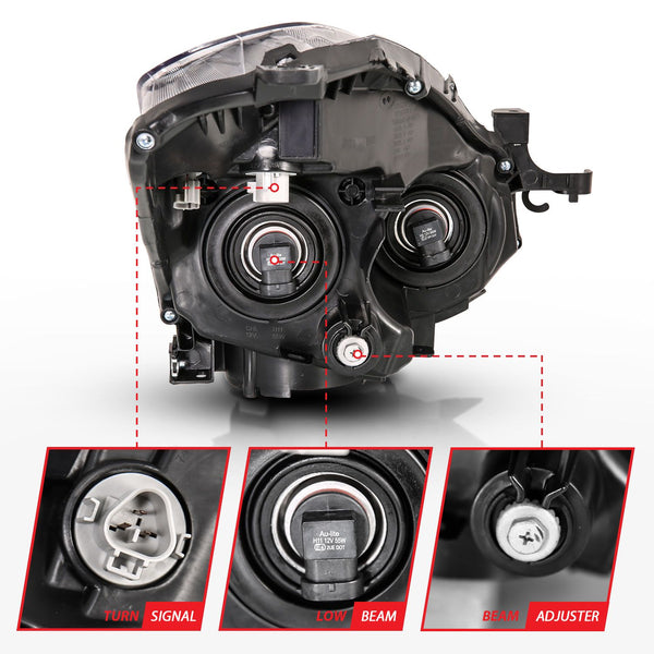 ANZO 2010-2013 Nissan Altima Projector Headlight Black (Halogen Type)