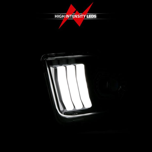 ANZO 2005 - 2009 Ford Mustang (w/Factory Halogen HL Only) Projector Headlights w/Light Bar Black Housing