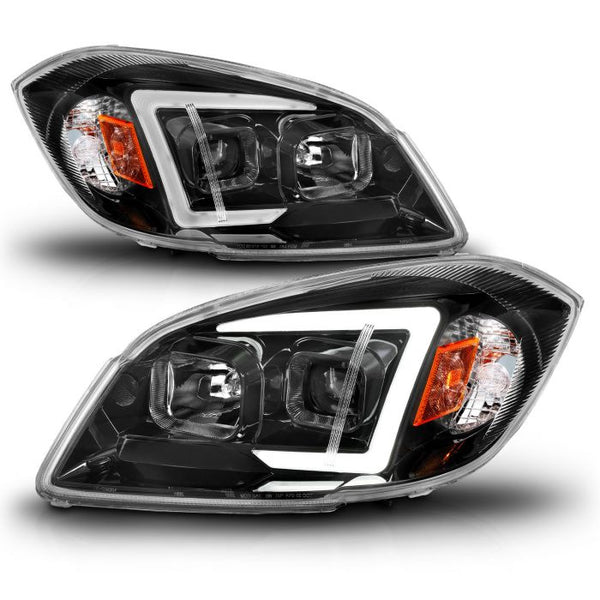 ANZO 2005 - 2010 Chevrolet Cobalt / 2007 - 2010 Pontiac G5 LED Projector Headlights w/ Seq Black Housing