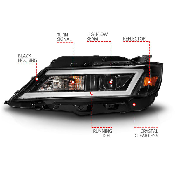 Anzo 2014 - 2020 Chevrolet Impala Square Projector LED Bar Headlights w/ Black Housing
